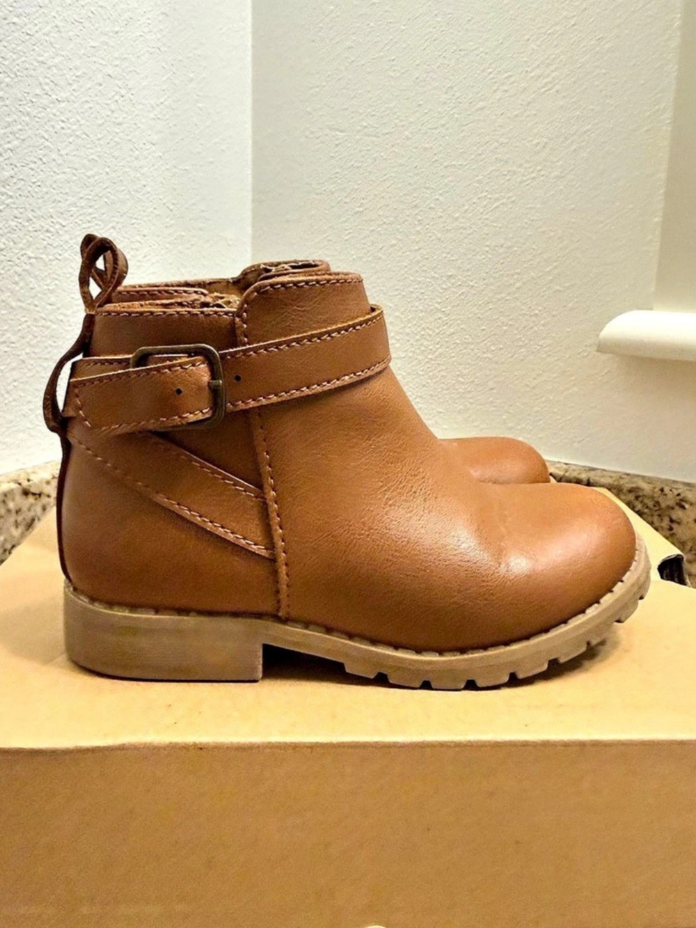 Toddle Girl Brown Dress Boots Faux Leather Side Zip Fall Booties Halloween 8c